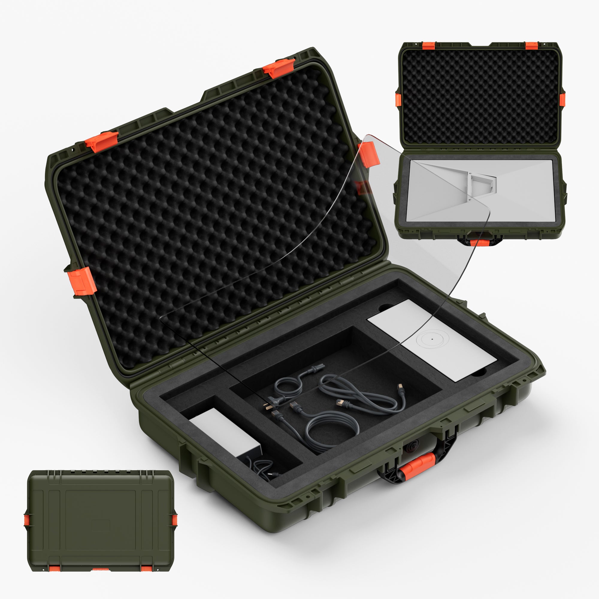 DAIERTEK Starlink Gen 3 Waterproof Hard Case in Military Green with Custom EVA Foam Organizer for Complete Satellite Kit Protection.
