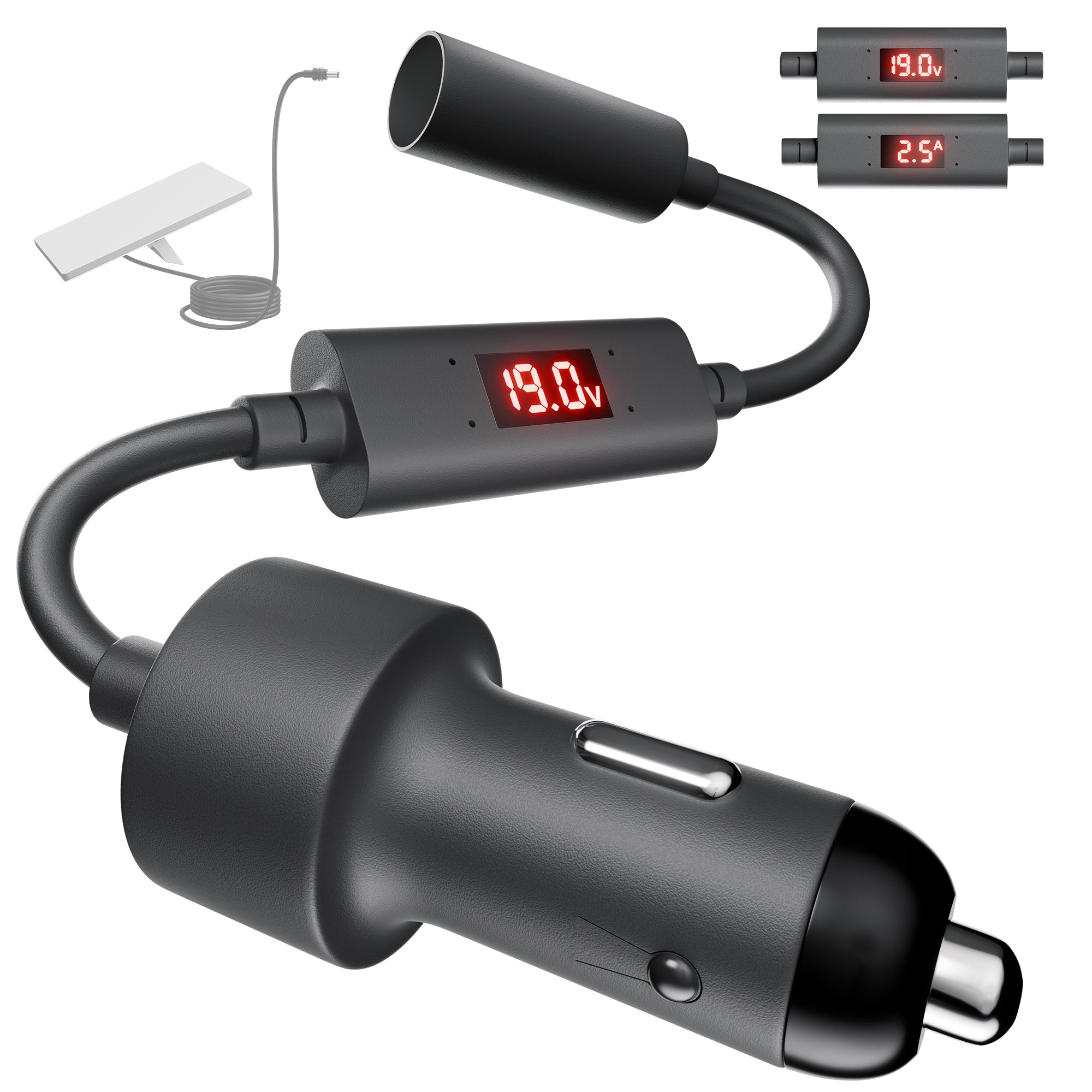 DAIERTEK Starlink Mini 12V/24V Car Power Adapter, a 20V boost converter with real-time voltage and current display, suitable for cars, RVs, and trucks