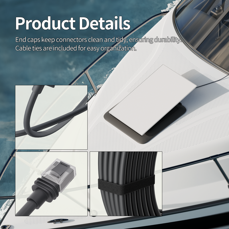 Starlink Cable Accessories: Protective End Caps for Pins and Velcro Cable Ties for Organization, Ensuring Safe Transport and Installation.